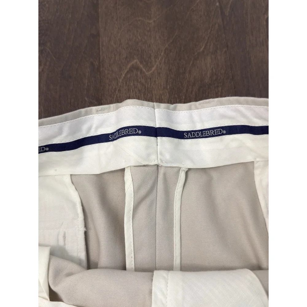 NWT Saddlebred Mens Beige Tan Pleated Chino Comfort Waist Dress Pants Size 38X29